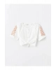 LCW Kids Ekru Desenli Kız Çocuk Crop Gömlek