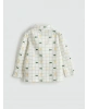 LCW Kids Ekru Gömlek Yaka Ekose Desenli Uzun Kollu Erkek Çocuk Pijama Takımı