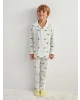 LCW Kids Ekru Gömlek Yaka Ekose Desenli Uzun Kollu Erkek Çocuk Pijama Takımı