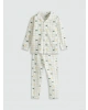 LCW Kids Ekru Gömlek Yaka Ekose Desenli Uzun Kollu Erkek Çocuk Pijama Takımı