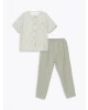 LCW Kids Ekru Hakim Yaka Çizgili Erkek Çocuk Gömlek Ve Pantolon