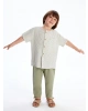LCW Kids Ekru Hakim Yaka Çizgili Erkek Çocuk Gömlek Ve Pantolon
