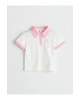LCW Kids Ekru Polo Yaka Nakışlı Penye Kız Çocuk Tişört