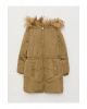 LCW Kids Haki Kapüşonlu Basic Kız Çocuk Parka