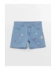 LCW Kids İndigo Baskılı Kız Çocuk Jean Şort
