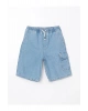 LCW Kids Indigo Beli Lastikli %100 Pamuk Erkek Çocuk Kargo Jean Şort
