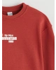LCW Kids Kırmızı Bisiklet Yaka Baskılı Kız Çocuk Kalın Sweatshirt