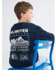 LCW Kids Lacivert Baskılı Erkek Çocuk Kalın Sweatshirt