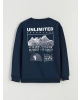 LCW Kids Lacivert Baskılı Erkek Çocuk Kalın Sweatshirt
