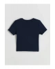 LCW Kids Lacivert Bisiklet Yaka Baskılı Kız Çocuk Crop Tişört