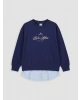 LCW Kids Lacivert Bisiklet Yaka Baskılı Kız Çocuk Sweatshirt