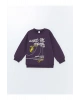 Lcw Kids Mor Bisiklet Yaka Uzun Kollu Baskılı Erkek Çocuk Sweatshirt