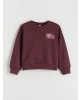 LCW Kids Mürdüm Bisiklet Yaka Baskılı Kalın Kız Çocuk Sweatshirt