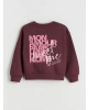 LCW Kids Mürdüm Bisiklet Yaka Baskılı Kalın Kız Çocuk Sweatshirt