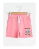 LCW Kids Pembe Beli Lastikli Baskılı Kız Çocuk Şort