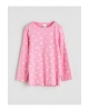 LCW Kids Pembe Bisiklet Yaka Fiyonk Baskılı Kız Çocuk Pijama Takımı