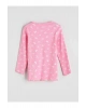 LCW Kids Pembe Bisiklet Yaka Fiyonk Baskılı Kız Çocuk Pijama Takımı