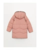 LCW Kids Pembe Kapüşonlu Kız Çocuk Kaban