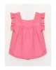 LCW Kids Pembe Kare Yaka Basic Kısa Kollu Kız Çocuk Gömlek