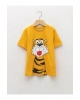 LCW Kids Sarı Bisiklet Yaka Baskılı Kısa Kollu Pamuklu Erkek Çocuk Tişört