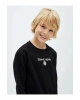LCW Kids Siyah Bisiklet Yaka Baskılı Uzun Kollu Erkek Çocuk Sweatshirt
