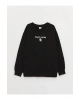 LCW Kids Siyah Bisiklet Yaka Baskılı Uzun Kollu Erkek Çocuk Sweatshirt