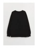 LCW Kids Siyah Bisiklet Yaka Baskılı Uzun Kollu Erkek Çocuk Sweatshirt