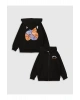 LCW Kids Siyah Kapüşonlu Baskılı Uzun Kollu Erkek Çocuk Fermuarlı Sweatshirt