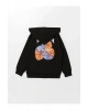 LCW Kids Siyah Kapüşonlu Baskılı Uzun Kollu Erkek Çocuk Fermuarlı Sweatshirt
