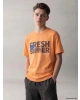 LCW Kids Turuncu Bisiklet Yaka Baskılı Erkek Çocuk Tişört