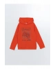 Lcw Kids Turuncu Kapüşonlu Baskılı Uzun Kollu Erkek Çocuk Sweatshirt