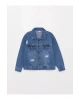 LCW Kids Yırtık Detaylı Kız Çocuk Jean Ceket