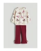LCW KidsEkru Fiyonk Baskılı Kız Çocuk Sweatshirt Ve Tayt 2li