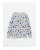 LCW KidsGri Bisiklet Yaka Baskılı Uzun Kollu Erkek Çocuk Sweatshirt