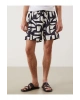 LCW SWIMWEAR Siyah Kısa Boy Desenli Erkek Deniz Şortu