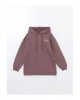 LCW Modest Kapüşonlu Baskılı Oversize Kadın Sweatshirt Tunik