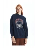 LCW Modest Lacivert Bisiklet Yaka Baskılı Oversize Kadın Sweatshirt Tunik