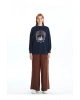 LCW Modest Lacivert Bisiklet Yaka Baskılı Oversize Kadın Sweatshirt Tunik