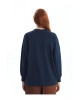 LCW Modest Lacivert Bisiklet Yaka Baskılı Oversize Kadın Sweatshirt Tunik