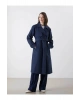 LCW Modest Lacivert Kruvaze Yaka Oversize Kadın Trençkot