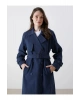 LCW Modest Lacivert Kruvaze Yaka Oversize Kadın Trençkot