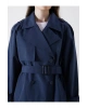 LCW Modest Lacivert Kruvaze Yaka Oversize Kadın Trençkot
