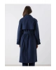 LCW Modest Lacivert Kruvaze Yaka Oversize Kadın Trençkot