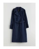 LCW Modest Lacivert Kruvaze Yaka Oversize Kadın Trençkot