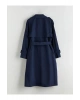 LCW Modest Lacivert Kruvaze Yaka Oversize Kadın Trençkot