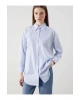LCW Modest Mavi Çizgili Poplin Kadın Gömlek Tunik