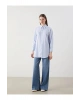 LCW Modest Mavi Çizgili Poplin Kadın Gömlek Tunik