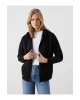 LCW Modest Siyah Kapüşonlu Oversize Kadın Fermuarlı Sweat