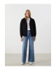 LCW Modest Siyah Kapüşonlu Oversize Kadın Fermuarlı Sweat