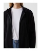 LCW Modest Siyah Kapüşonlu Oversize Kadın Fermuarlı Sweat
